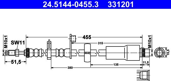 ATE 24.5144-0455.3 - Furtun frana aaoparts.ro