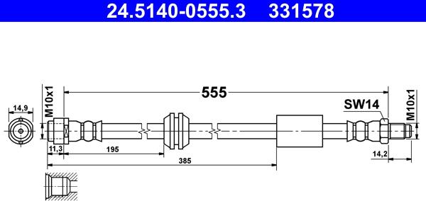 ATE 24.5140-0555.3 - Furtun frana aaoparts.ro