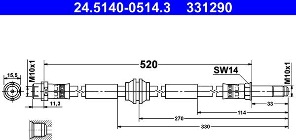 ATE 24.5140-0514.3 - Furtun frana aaoparts.ro