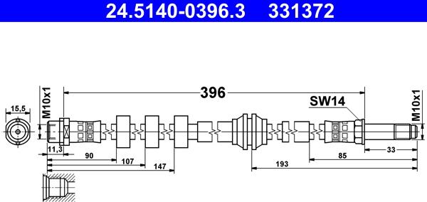 ATE 24.5140-0396.3 - Furtun frana aaoparts.ro