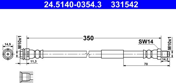 ATE 24.5140-0354.3 - Furtun frana aaoparts.ro