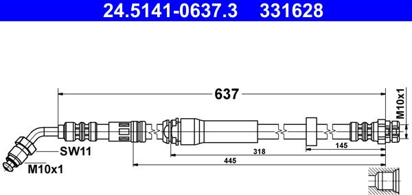 ATE 24.5141-0637.3 - Furtun frana aaoparts.ro