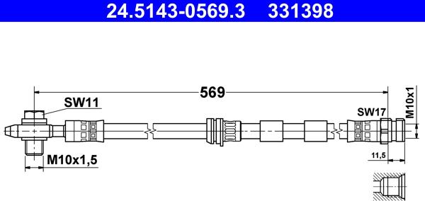 ATE 24.5143-0569.3 - Furtun frana aaoparts.ro