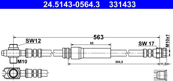 ATE 24.5143-0564.3 - Furtun frana aaoparts.ro