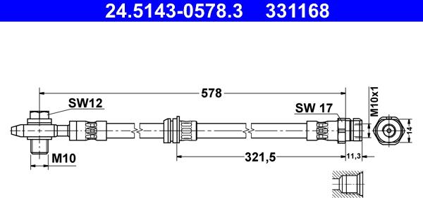 ATE 24.5143-0578.3 - Furtun frana aaoparts.ro