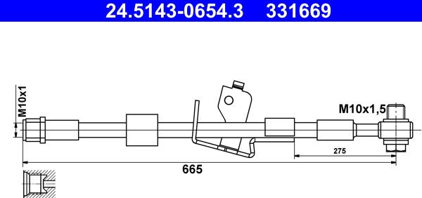 ATE 24.5143-0654.3 - Furtun frana aaoparts.ro