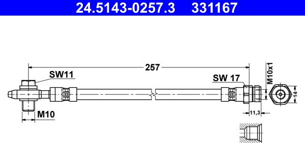 ATE 24.5143-0257.3 - Furtun frana aaoparts.ro