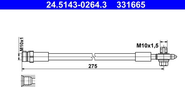 ATE 24.5143-0264.3 - Furtun frana aaoparts.ro