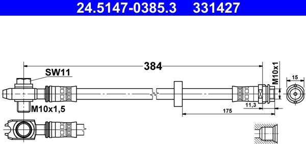 ATE 24.5147-0385.3 - Furtun frana aaoparts.ro