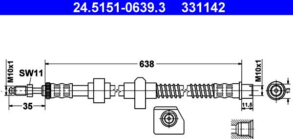 ATE 24.5151-0639.3 - Furtun frana aaoparts.ro