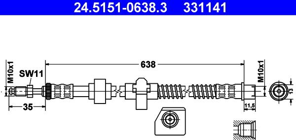 ATE 24.5151-0638.3 - Furtun frana aaoparts.ro