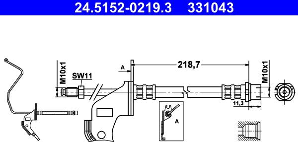 ATE 24.5152-0219.3 - Furtun frana aaoparts.ro