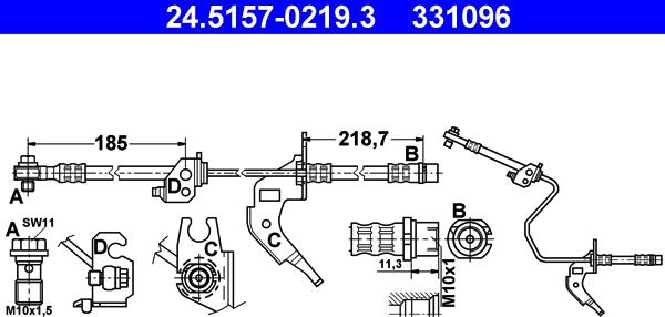 ATE 24.5157-0219.3 - Furtun frana aaoparts.ro