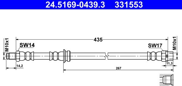 ATE 24.5169-0439.3 - Furtun frana aaoparts.ro