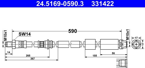 ATE 24.5169-0590.3 - Furtun frana aaoparts.ro