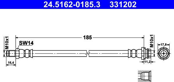 ATE 24.5162-0185.3 - Furtun frana aaoparts.ro