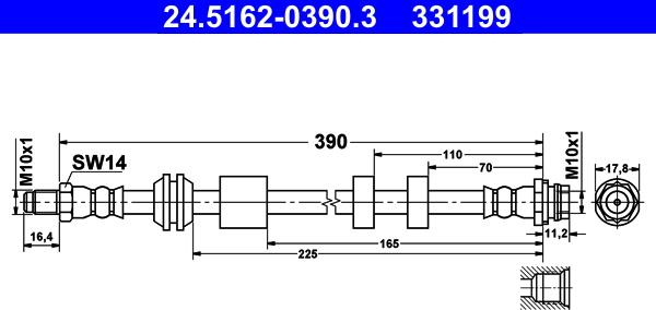 ATE 24.5162-0390.3 - Furtun frana aaoparts.ro