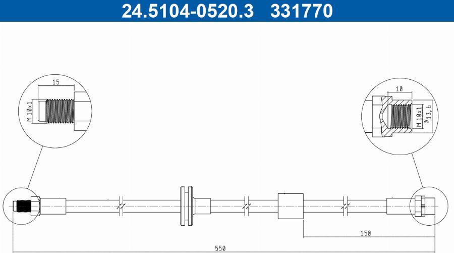 ATE 24.5104-0520.3 - Furtun frana aaoparts.ro