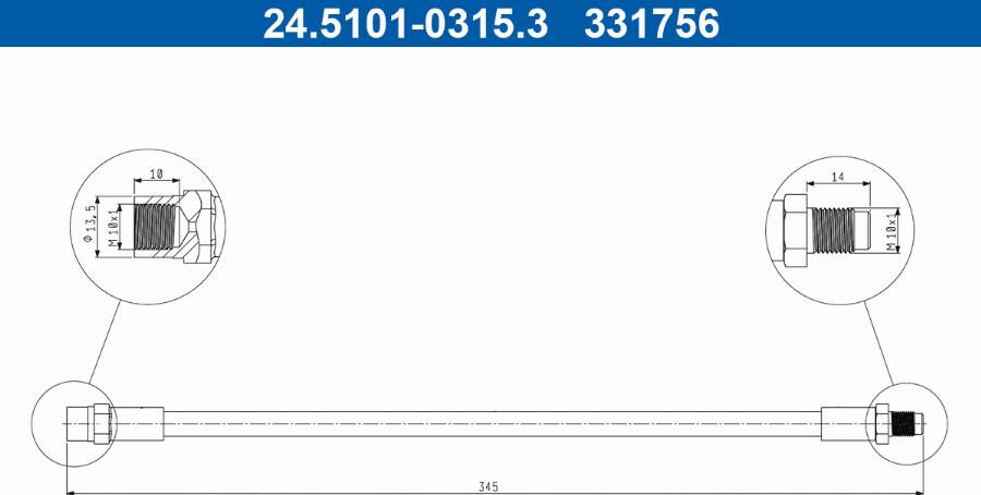 ATE 24.5101-0315.3 - Furtun frana aaoparts.ro