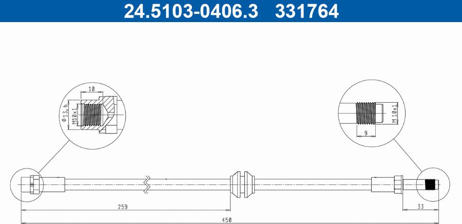 ATE 24.5103-0406.3 - Furtun frana aaoparts.ro