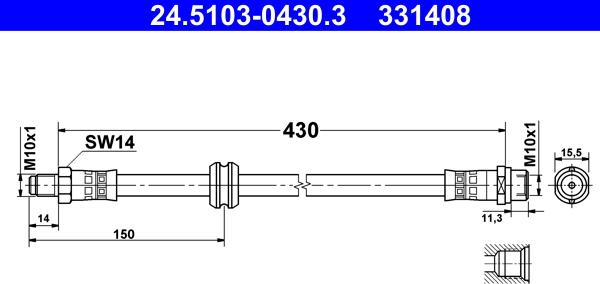 ATE 24.5103-0430.3 - Furtun frana aaoparts.ro