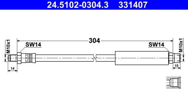 ATE 24.5102-0304.3 - Furtun frana aaoparts.ro