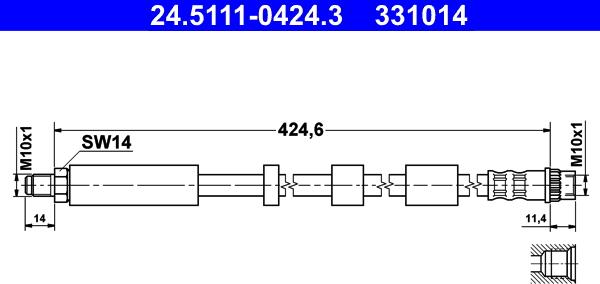 ATE 24.5111-0424.3 - Furtun frana aaoparts.ro