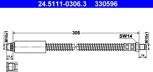 ATE 24.5111-0306.3 - Furtun frana aaoparts.ro