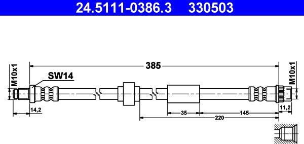 ATE 24.5111-0386.3 - Furtun frana aaoparts.ro