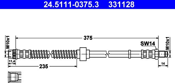 ATE 24.5111-0375.3 - Furtun frana aaoparts.ro
