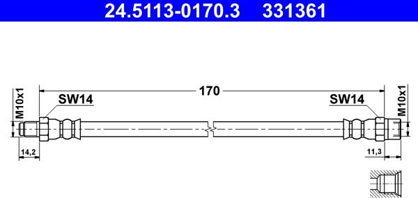 ATE 24.5113-0170.3 - Furtun frana aaoparts.ro