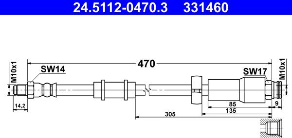 ATE 24.5112-0470.3 - Furtun frana aaoparts.ro