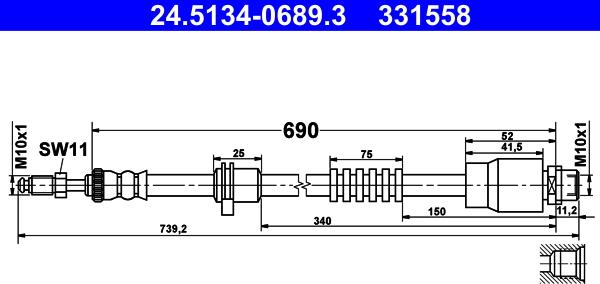 ATE 24.5134-0689.3 - Furtun frana aaoparts.ro