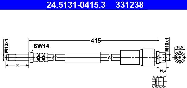 ATE 24.5131-0415.3 - Furtun frana aaoparts.ro