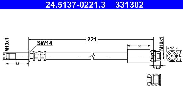 ATE 24.5137-0221.3 - Furtun frana aaoparts.ro