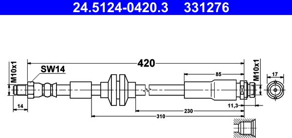 ATE 24.5124-0420.3 - Furtun frana aaoparts.ro