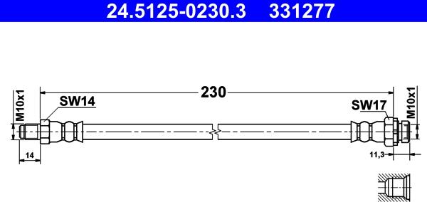 ATE 24.5125-0230.3 - Furtun frana aaoparts.ro