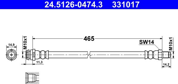 ATE 24.5126-0474.3 - Furtun frana aaoparts.ro