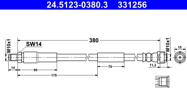 ATE 24.5123-0380.3 - Furtun frana aaoparts.ro