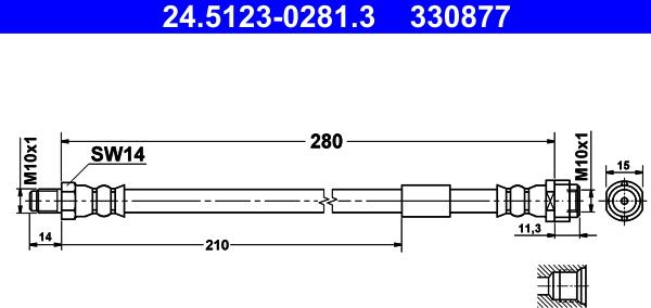 ATE 24.5123-0281.3 - Furtun frana aaoparts.ro