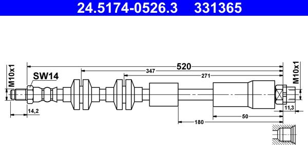 ATE 24.5174-0526.3 - Furtun frana aaoparts.ro