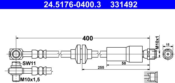 ATE 24.5176-0400.3 - Furtun frana aaoparts.ro