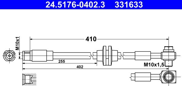 ATE 24.5176-0402.3 - Furtun frana aaoparts.ro