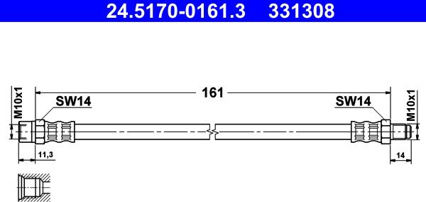 ATE 24.5170-0161.3 - Furtun frana aaoparts.ro