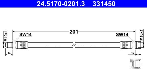 ATE 24.5170-0201.3 - Furtun frana aaoparts.ro