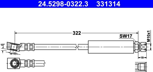 ATE 24.5298-0322.3 - Furtun frana aaoparts.ro