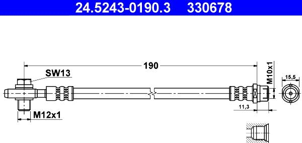 ATE 24.5243-0190.3 - Furtun frana aaoparts.ro