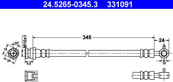 ATE 24.5265-0345.3 - Furtun frana aaoparts.ro
