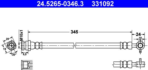 ATE 24.5265-0346.3 - Furtun frana aaoparts.ro
