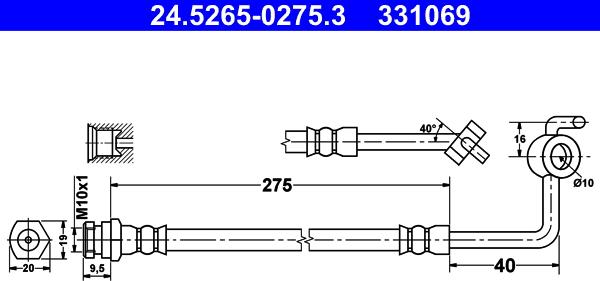 ATE 24.5265-0275.3 - Furtun frana aaoparts.ro
